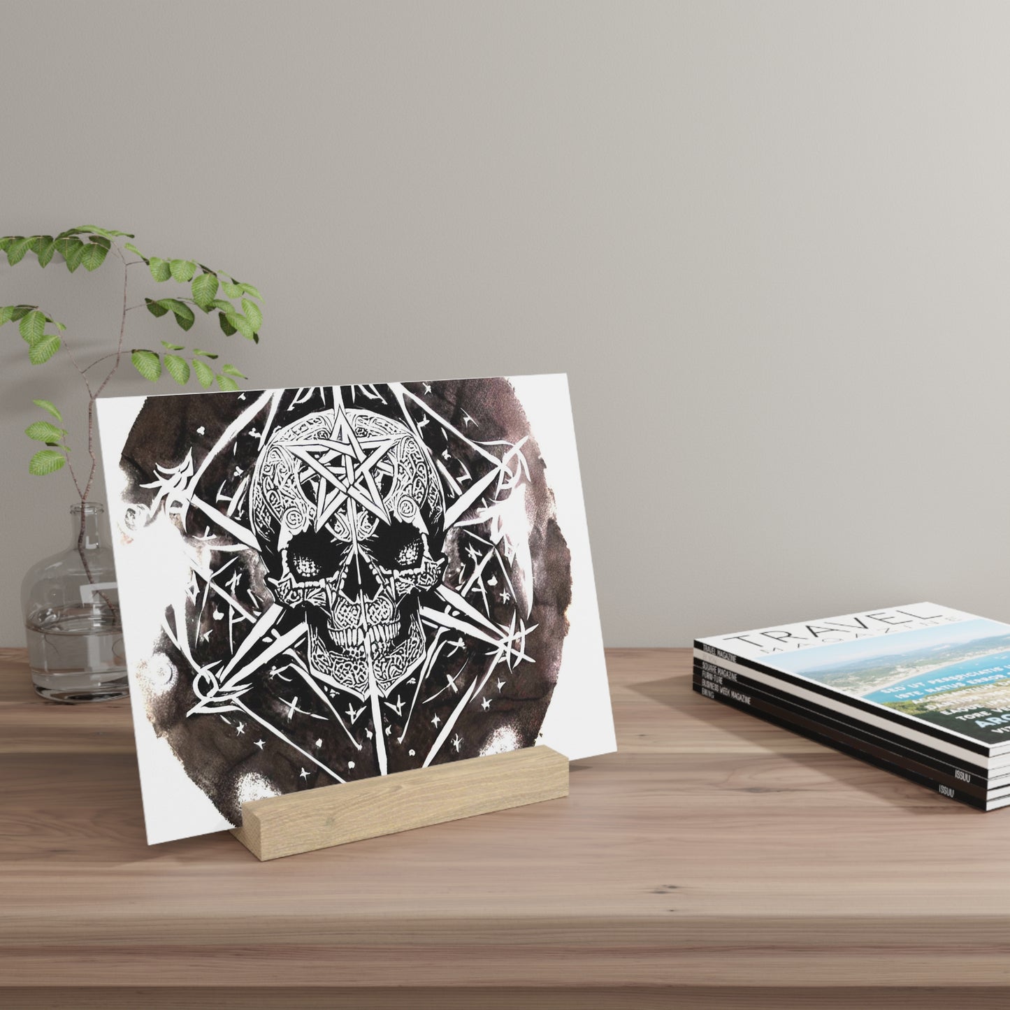 Pentagram Skull Gallery Board with Stand