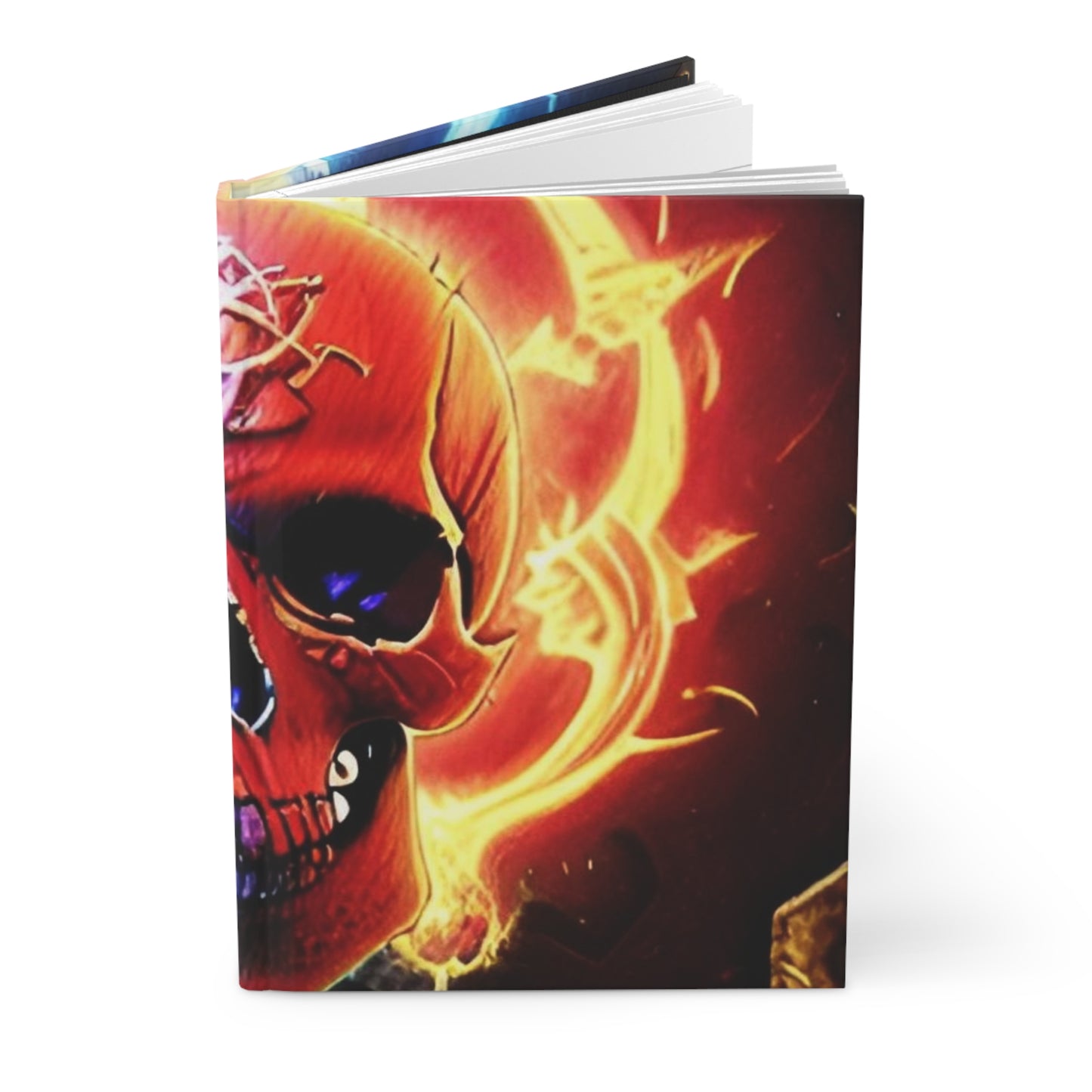 Two Color Flame Skull Hardcover Journal Matte