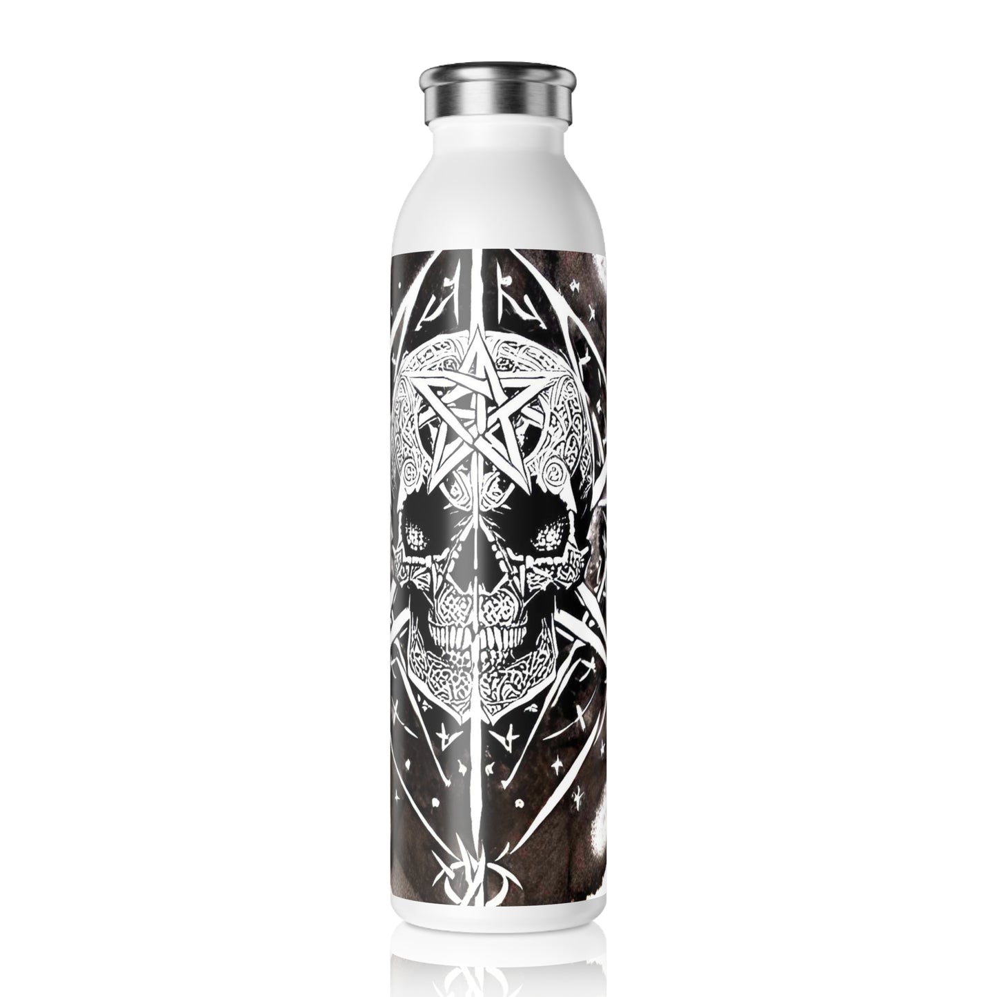 Pentagram Skull Slim Water Bottle