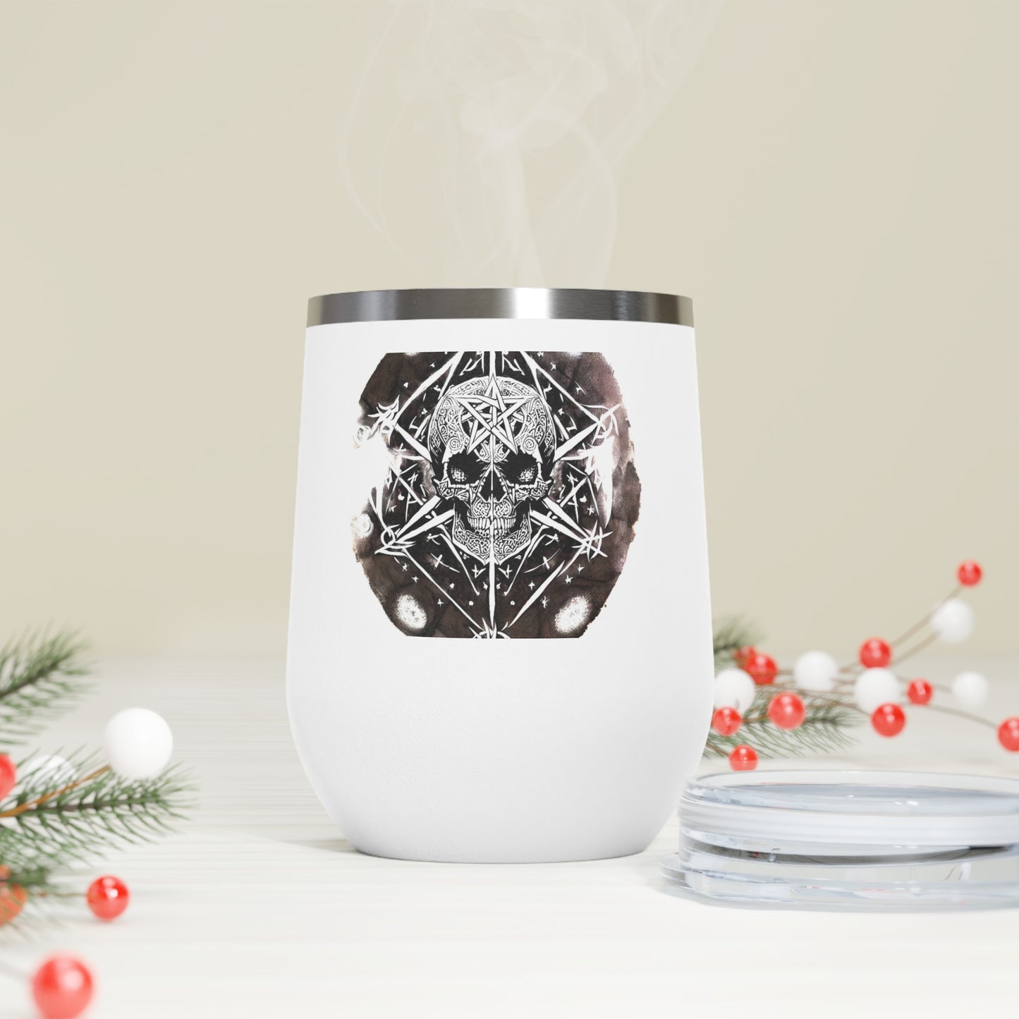 Pentagram Skull 12oz Insulated Wine Tumbler