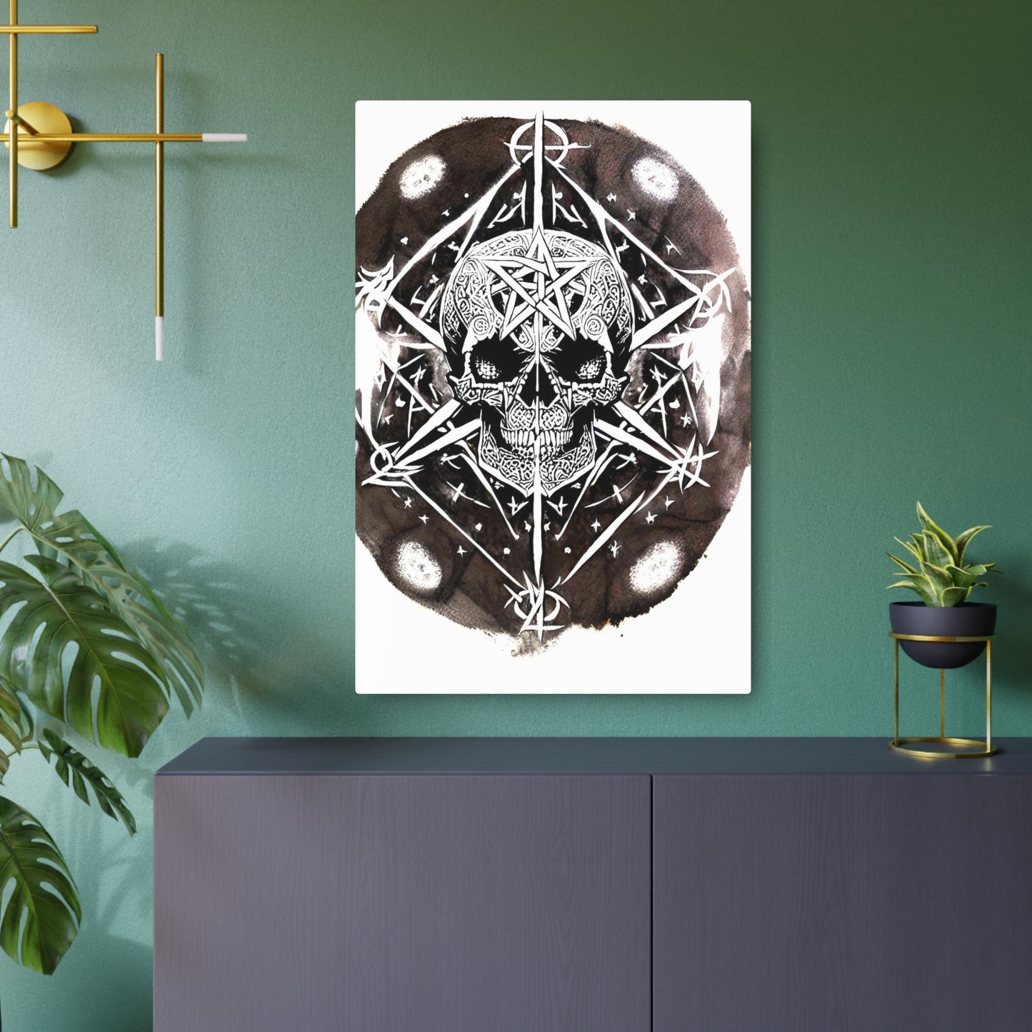 Pentagram Skull Metal Art Sign