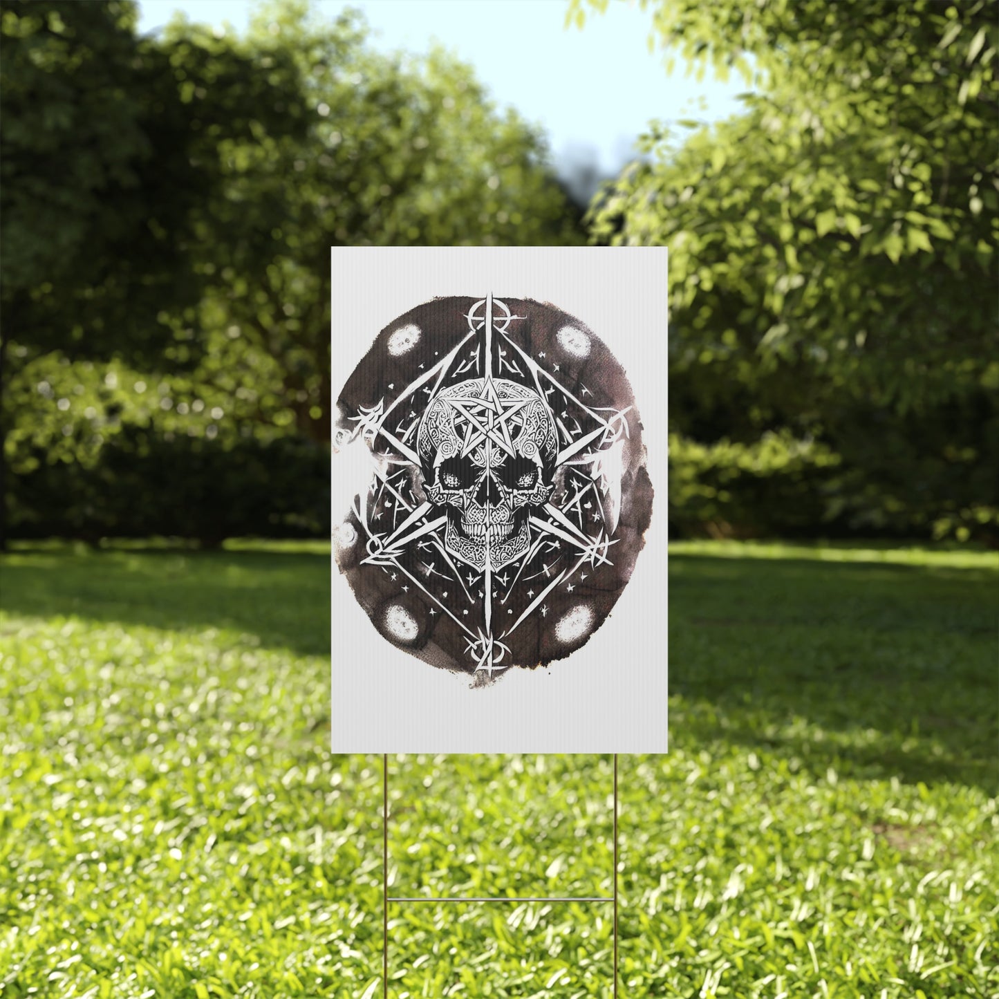 Pentagram Skull Plastic Yard Sign