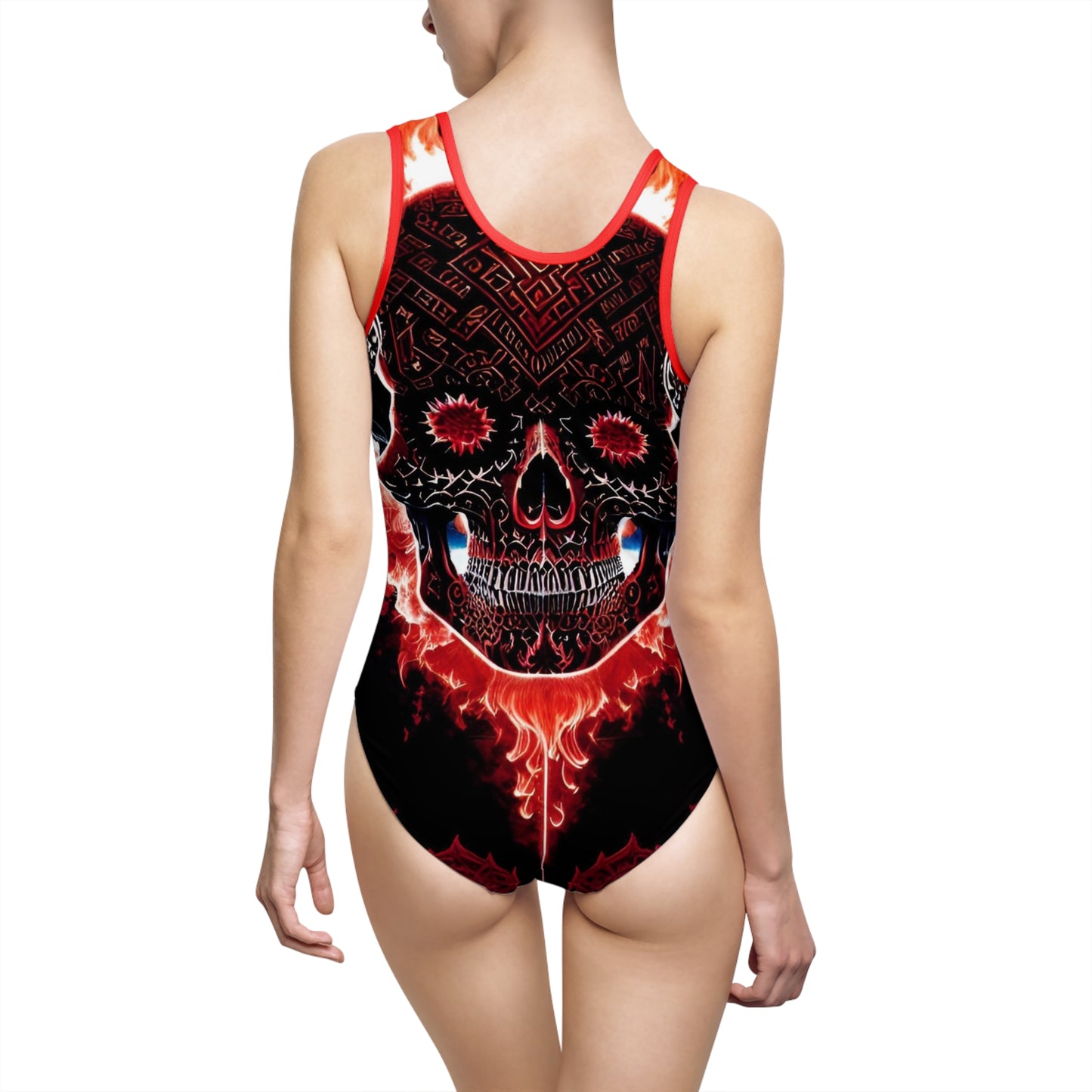 Red skull Women's Classic One-Piece Swimsuit (AOP)