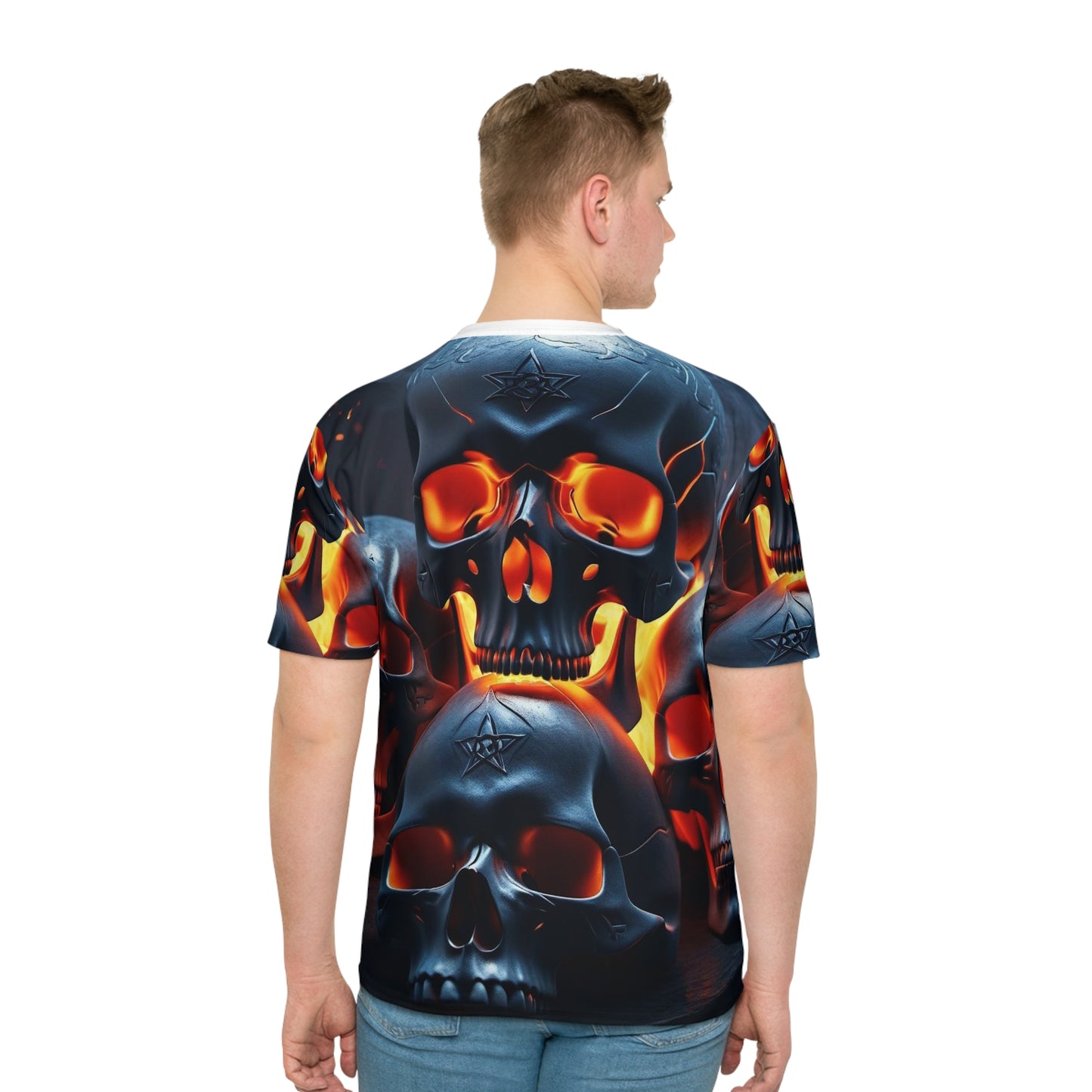 Fire skull Men's Loose T-shirt (AOP)