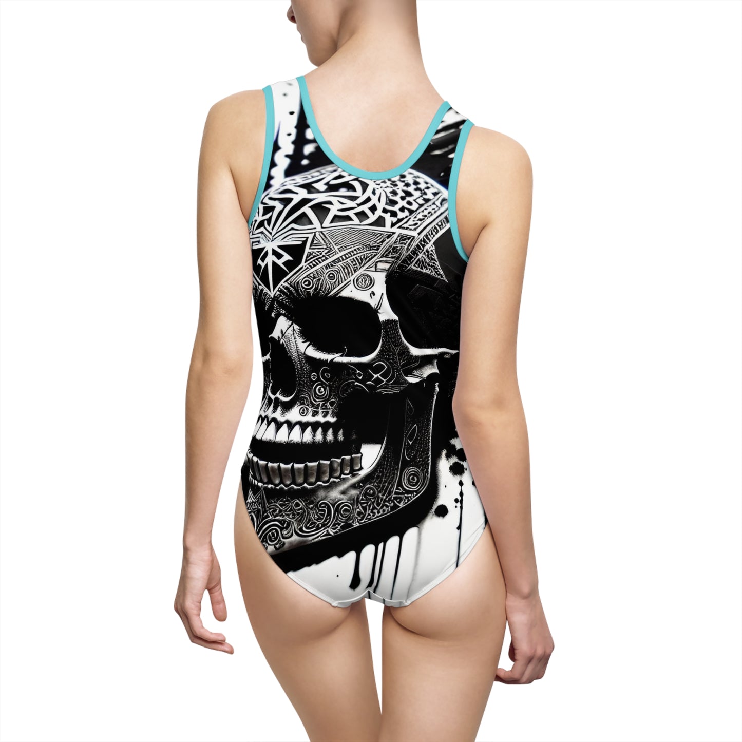 White Skull Women's Classic One-Piece Swimsuit (AOP)