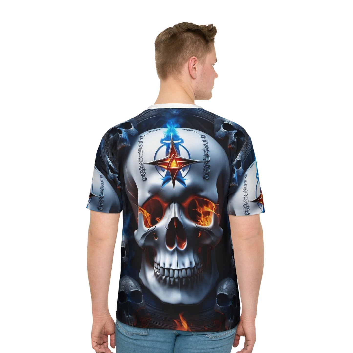 Flame Skull Men's Loose T-shirt (AOP)