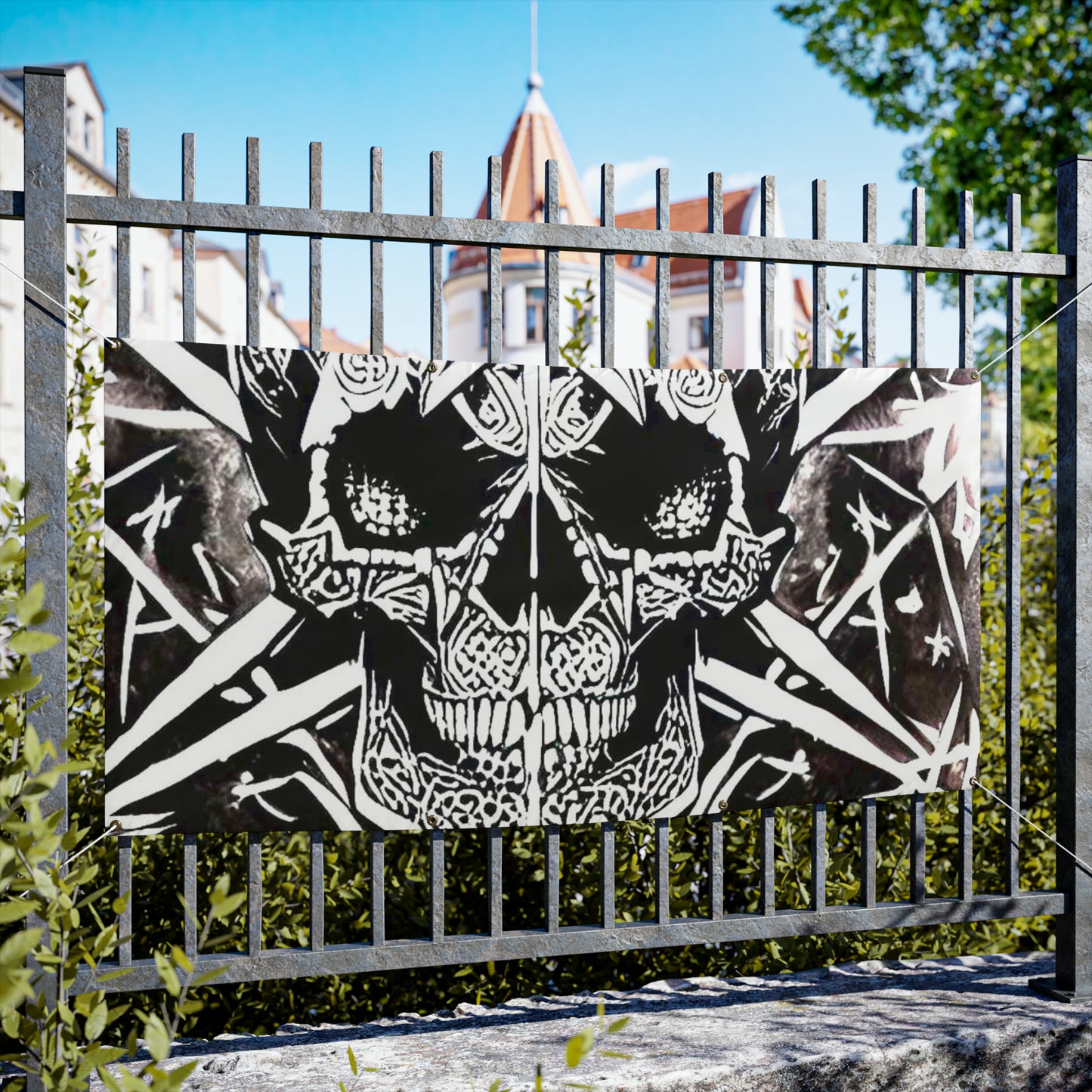 Pentagram Skull Vinyl Banners