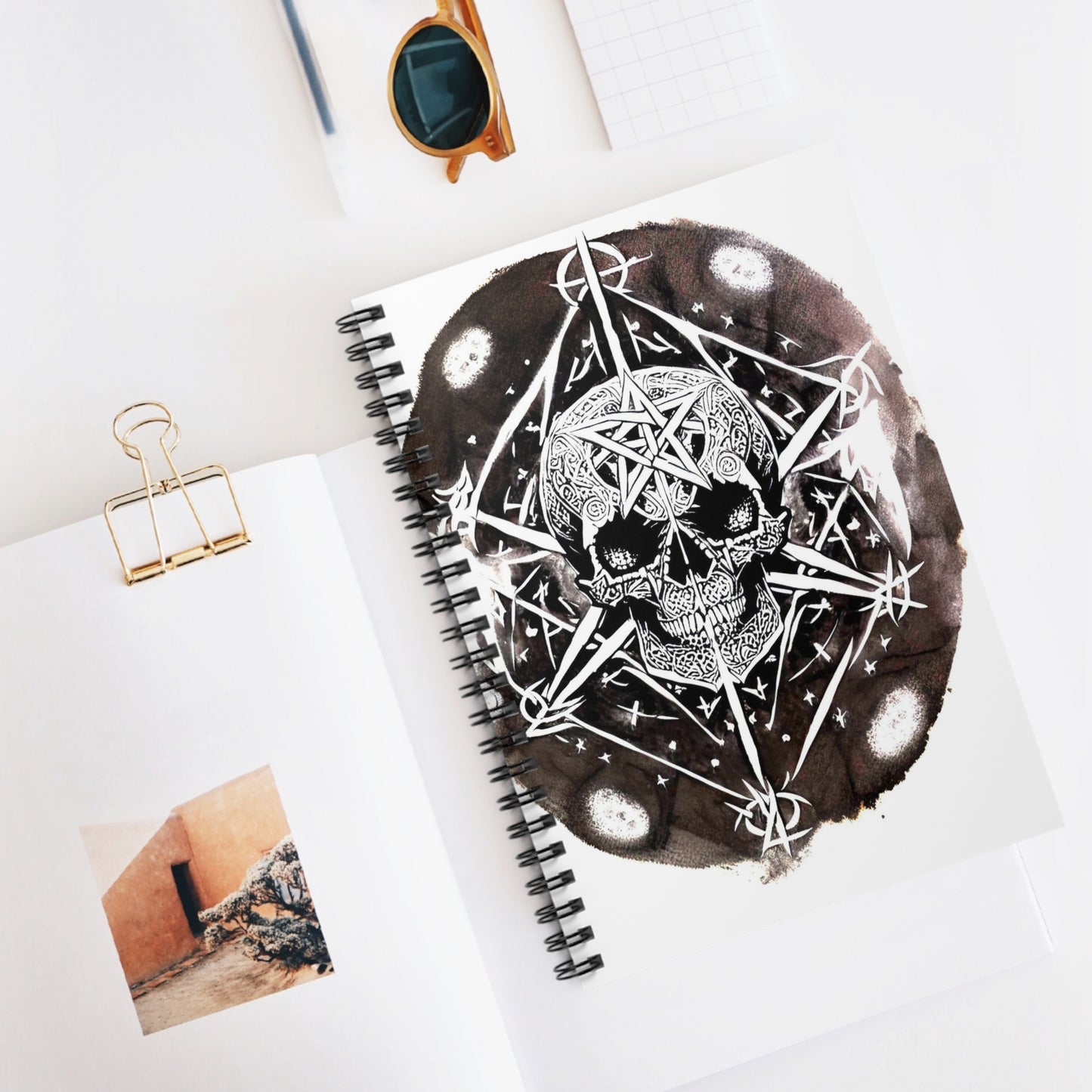 Pentagram Skull Spiral Notebook - Ruled Line