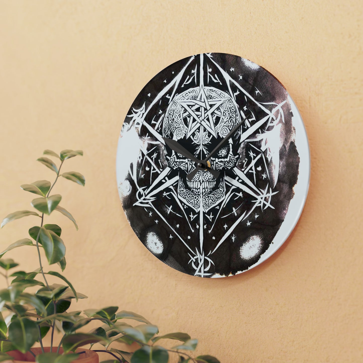 Pentagram Skull Acrylic Wall Clock