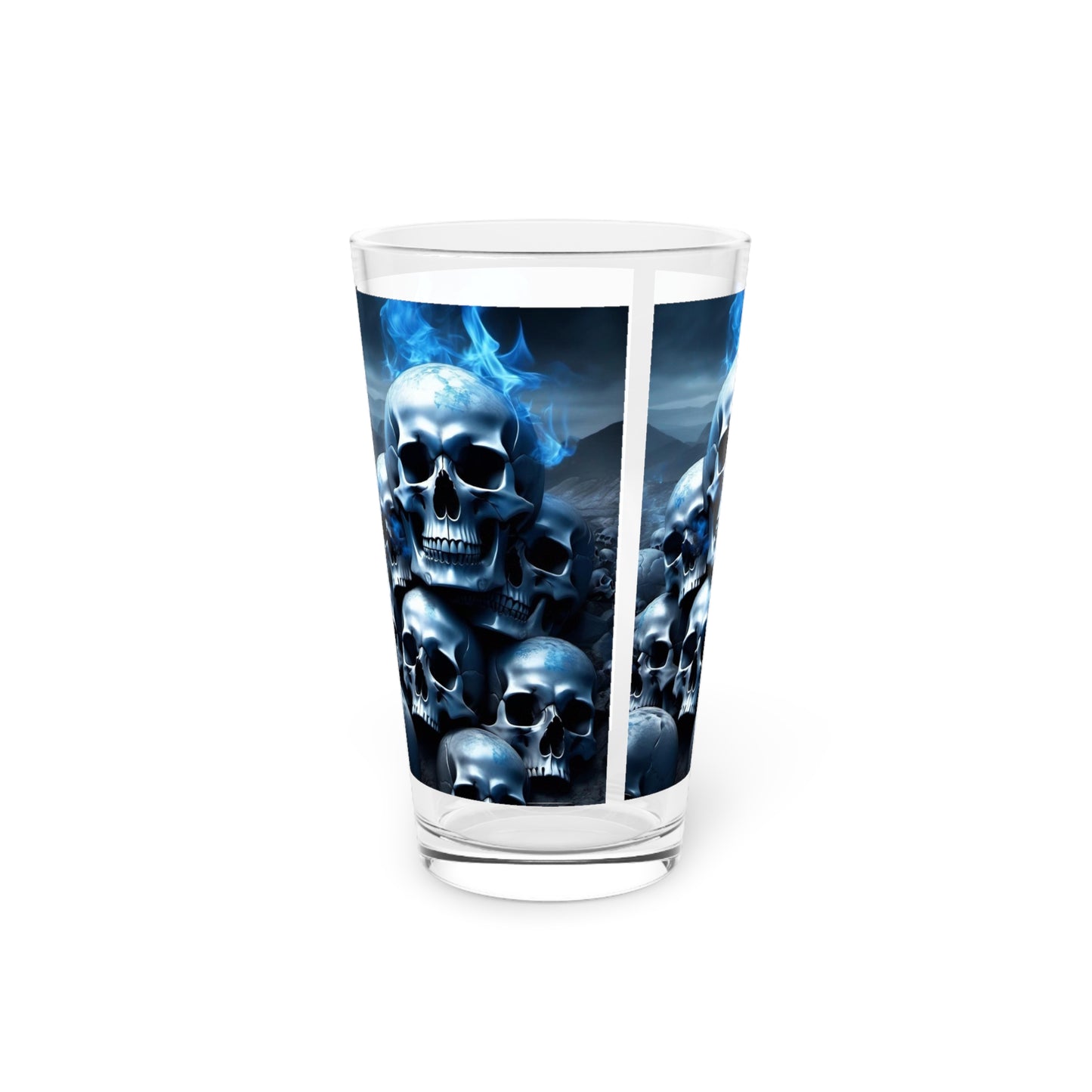 Blue skulls Pint Glass, 16oz