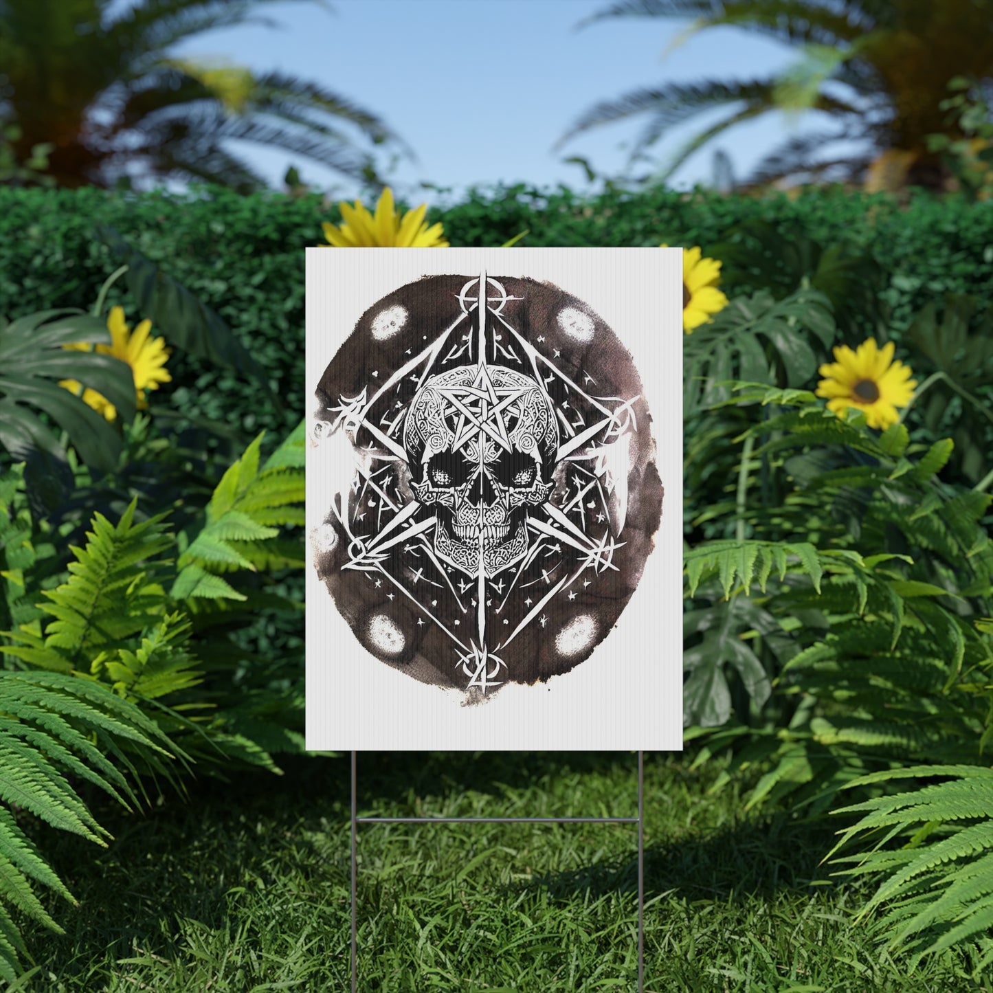 Pentagram Skull Plastic Yard Sign