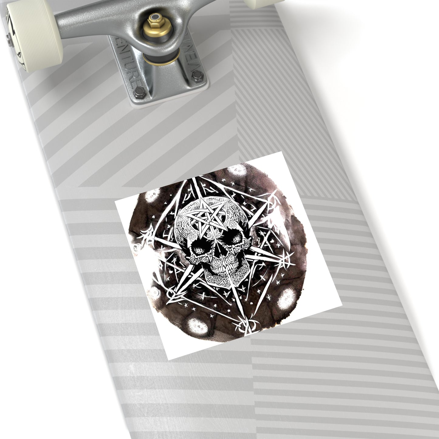 Pentagram Skull Laminate Stickers, Square