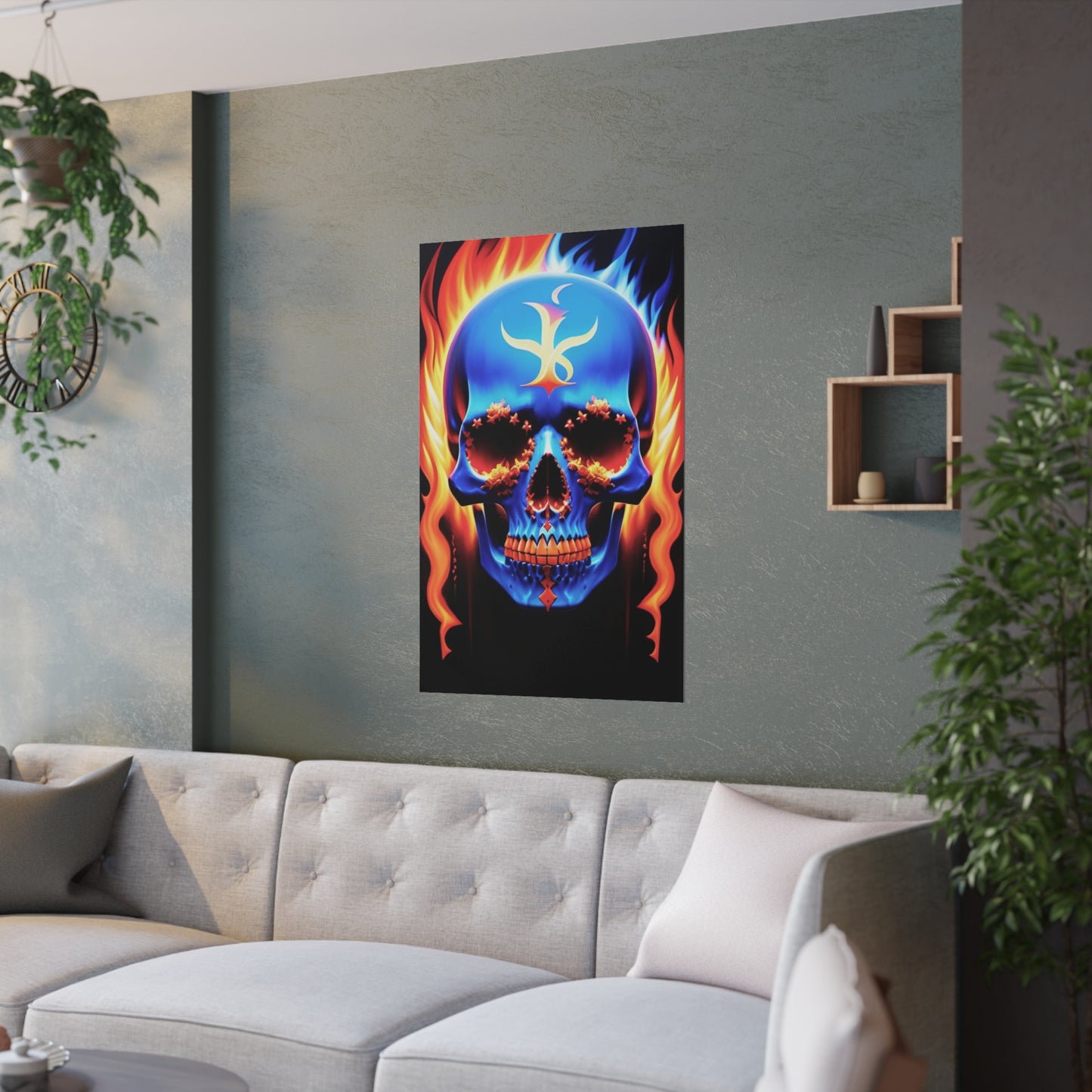 Runic Flame Skull Satin Posters (210gsm)