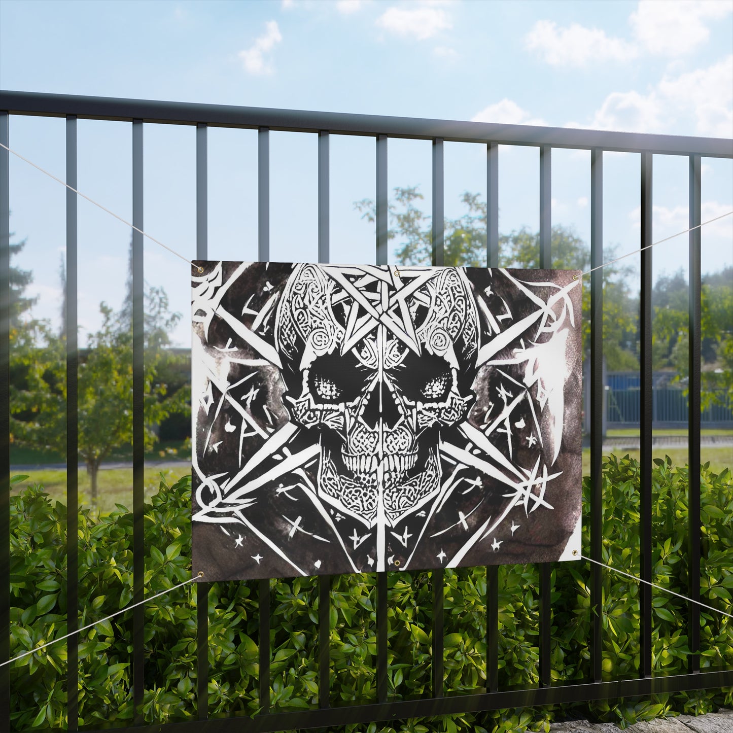 Pentagram Skull Matte Banner