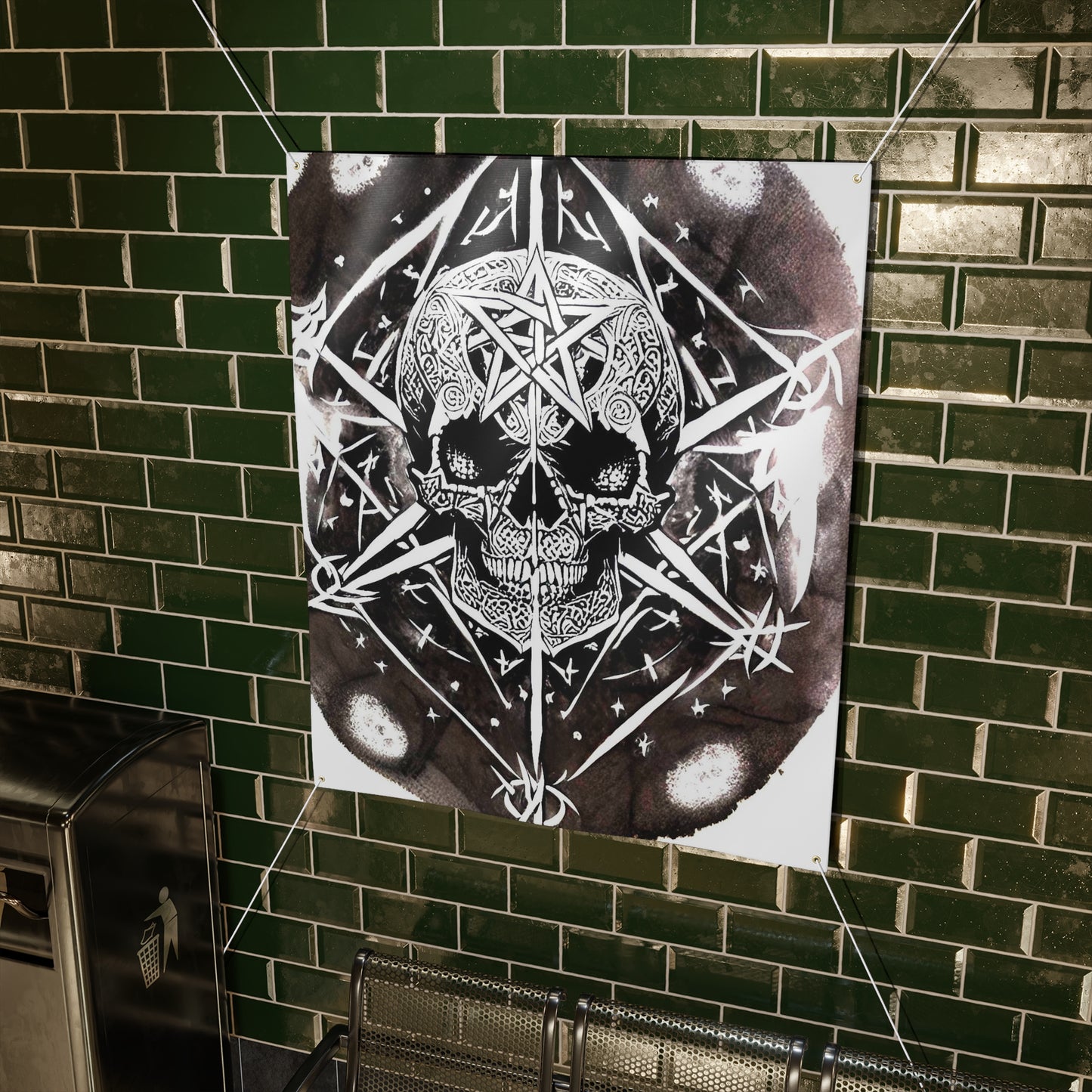 Pentagram Skull Matte Banner