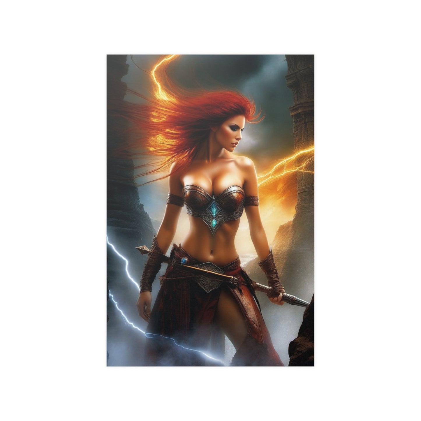 Lighting winged Warrior Satin Posters (210gsm)