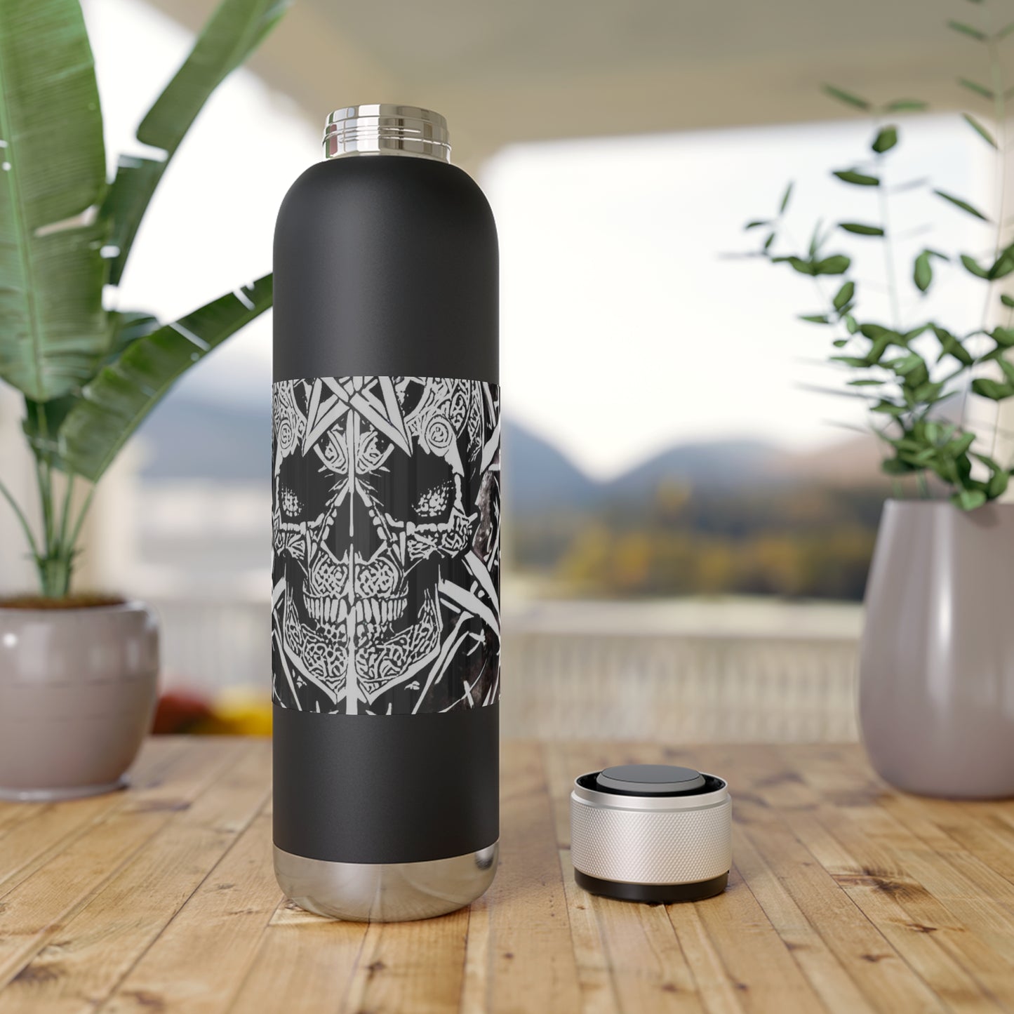 Pentagram Skull Soundwave Copper Vacuum Audio Bottle 22oz