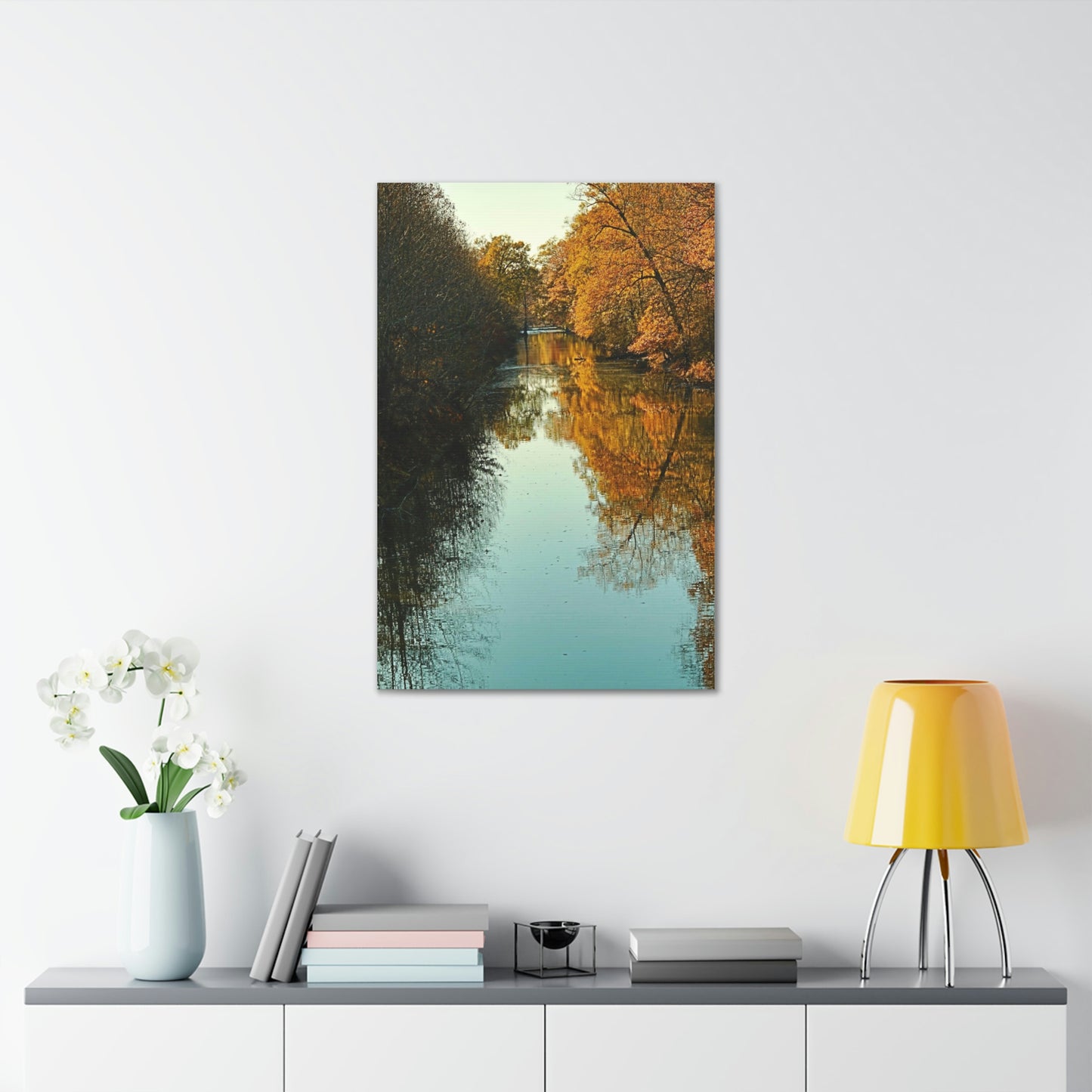 Canvas Fall waterway reflections