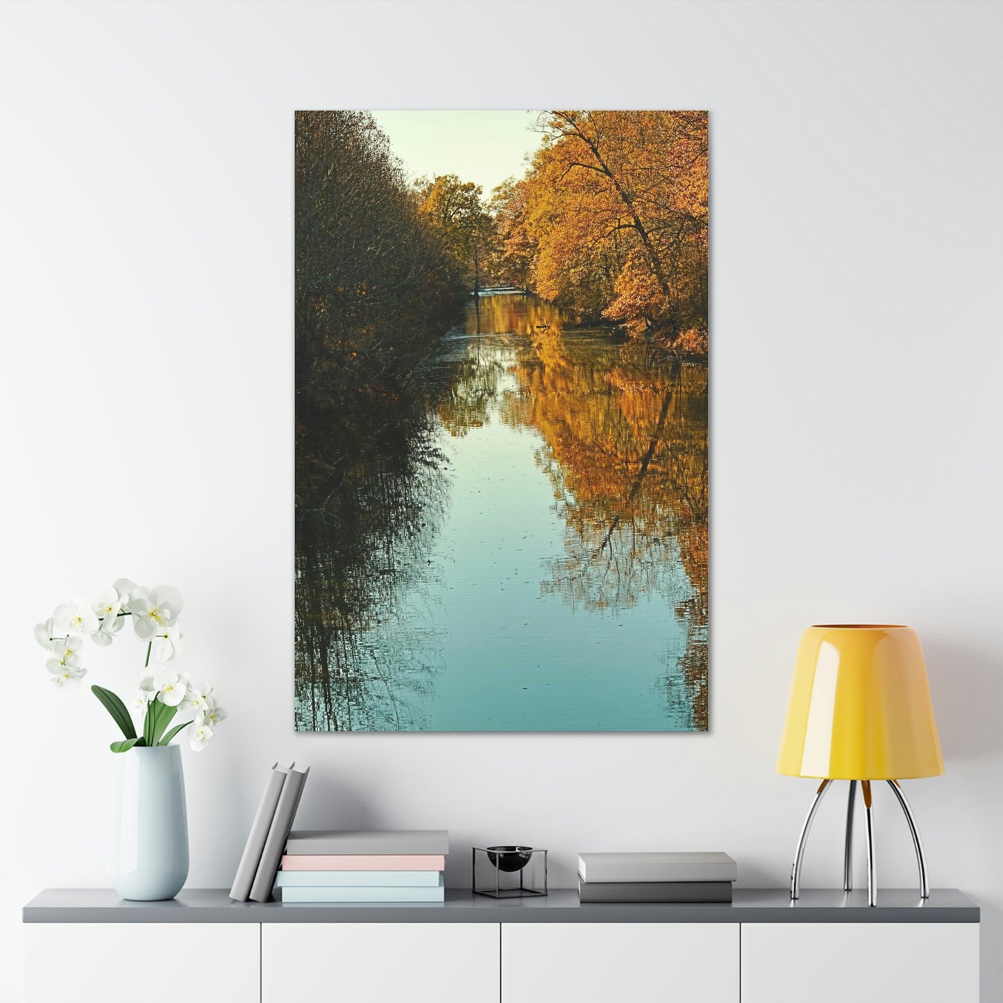 Canvas Fall waterway reflections