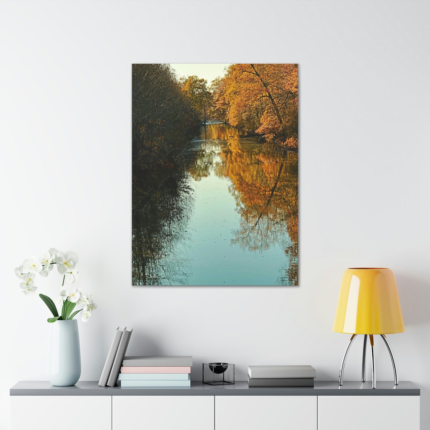 Canvas Fall waterway reflections