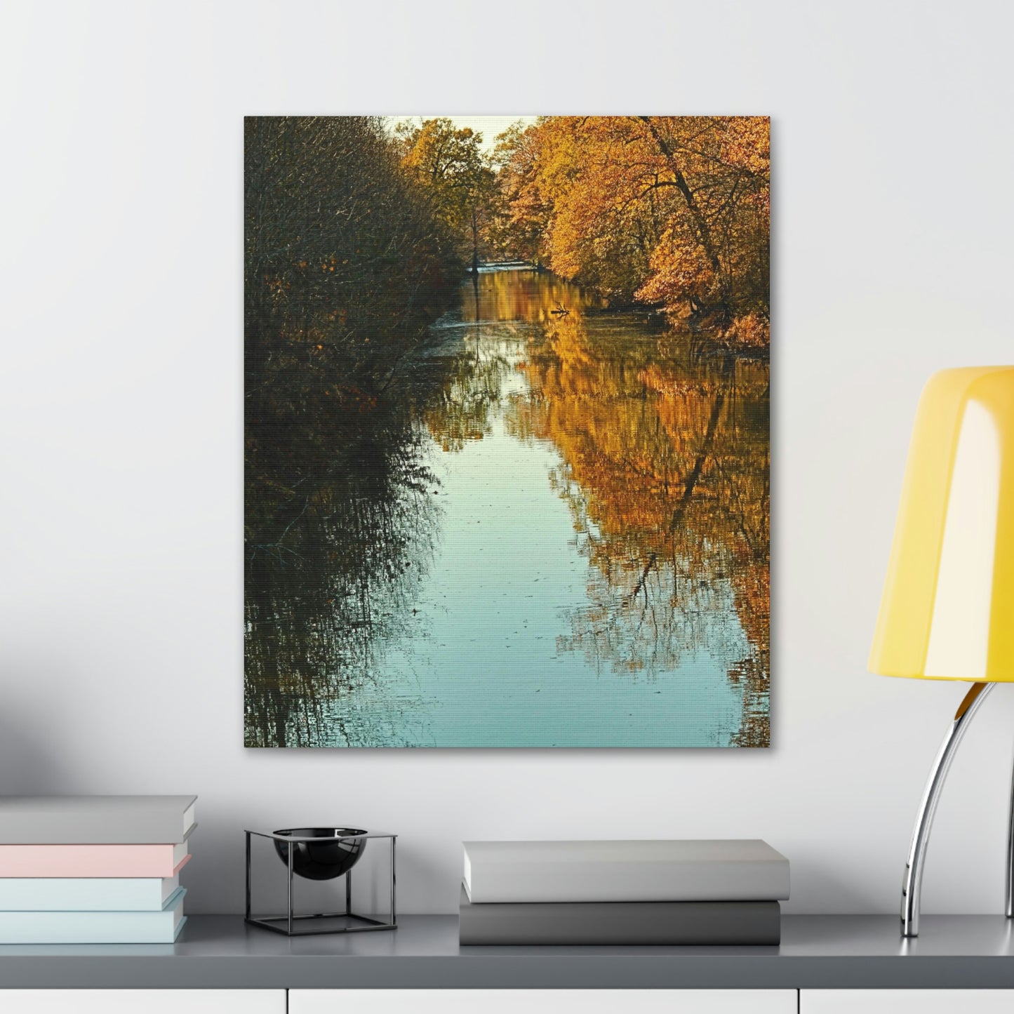 Canvas Fall waterway reflections