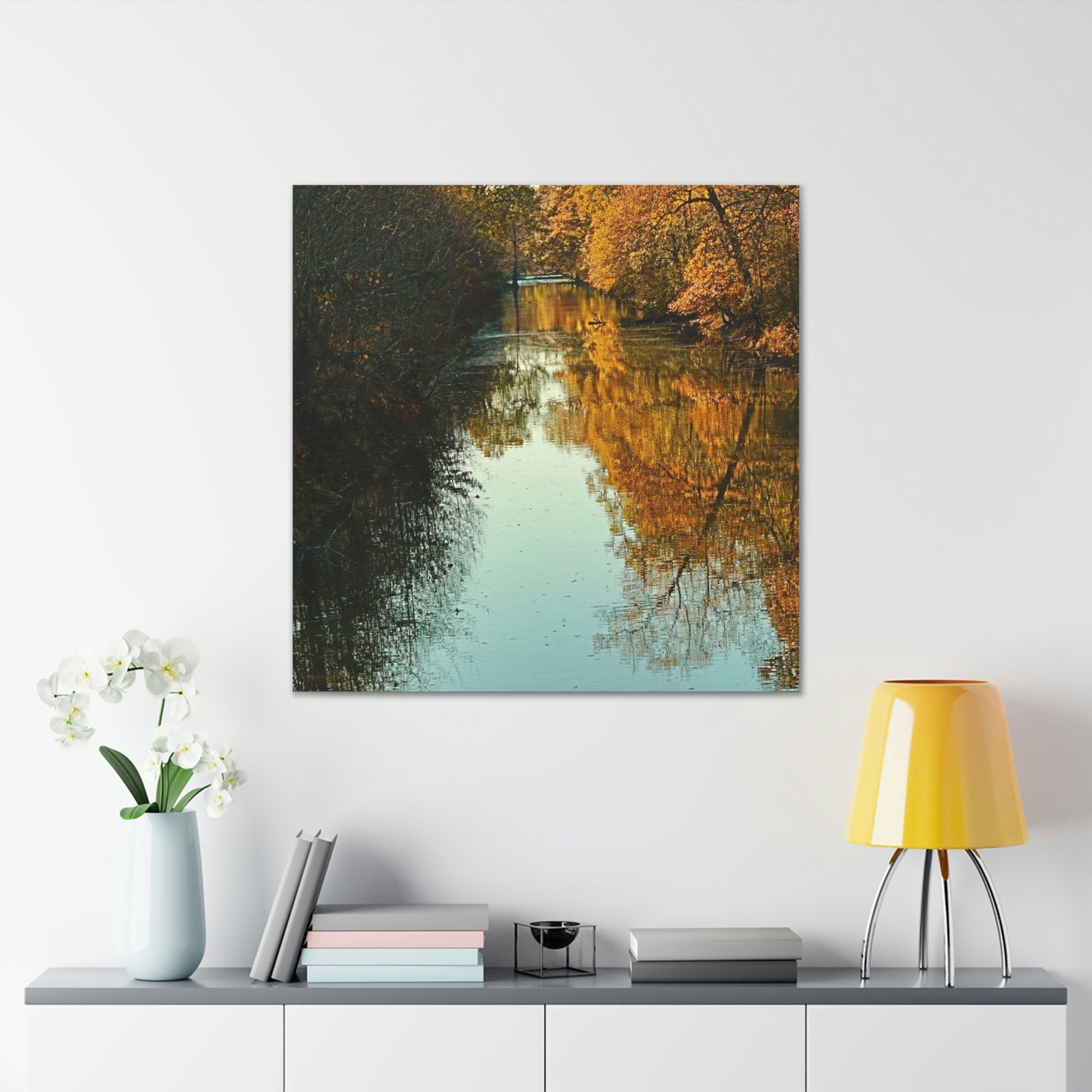 Canvas Fall waterway reflections