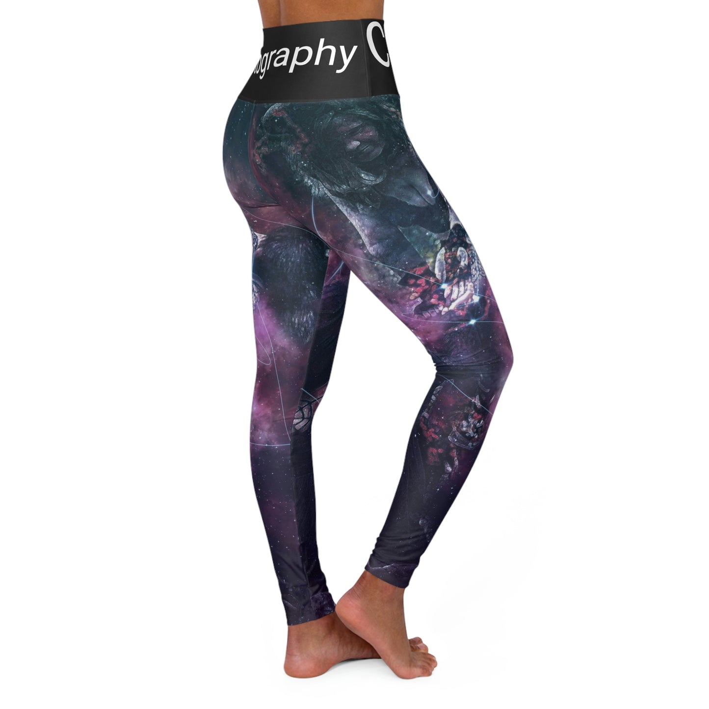 "Power" High Waisted Yoga Leggings (AOP)