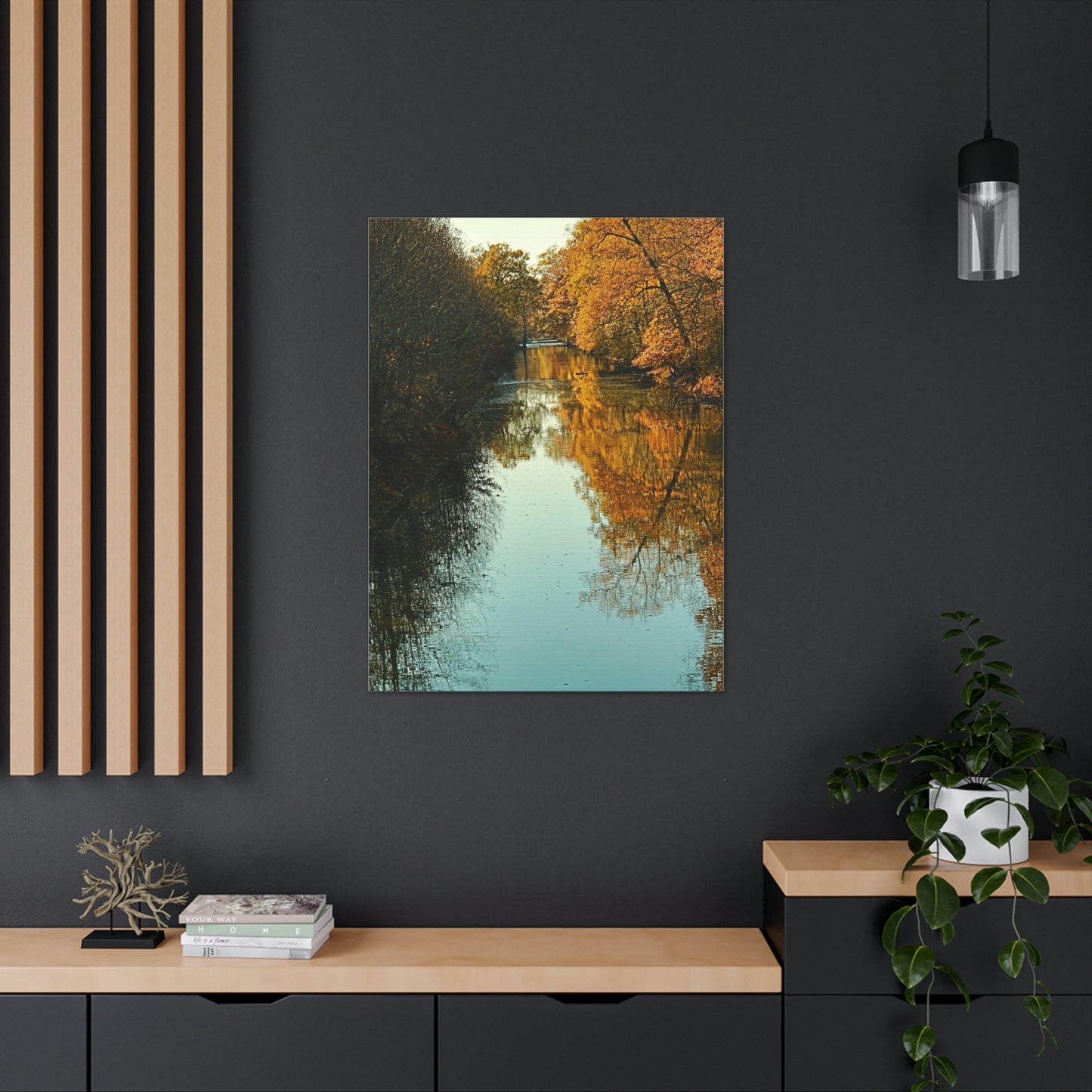 Canvas Fall waterway reflections