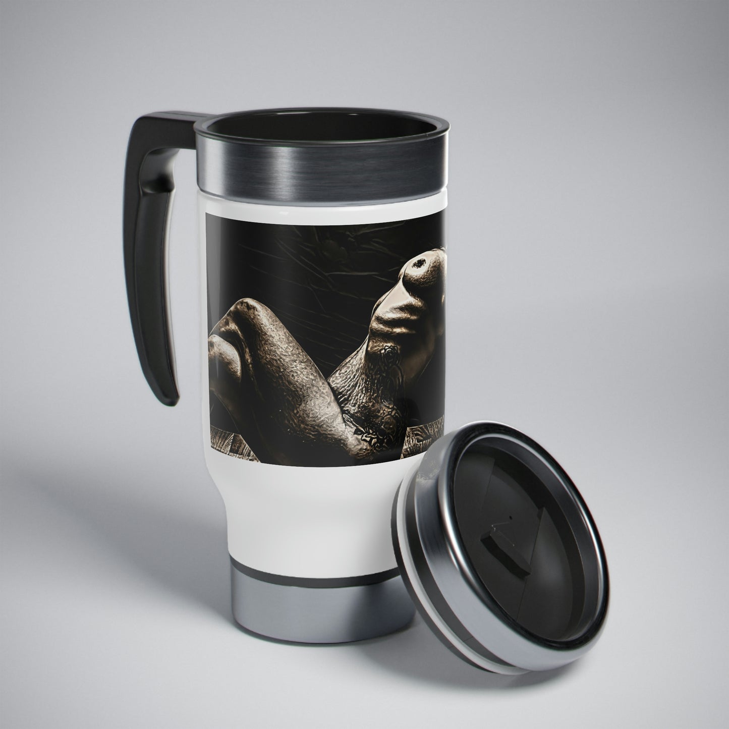 "Bronzed" Stainless Steel Travel Mug with Handle, 14oz