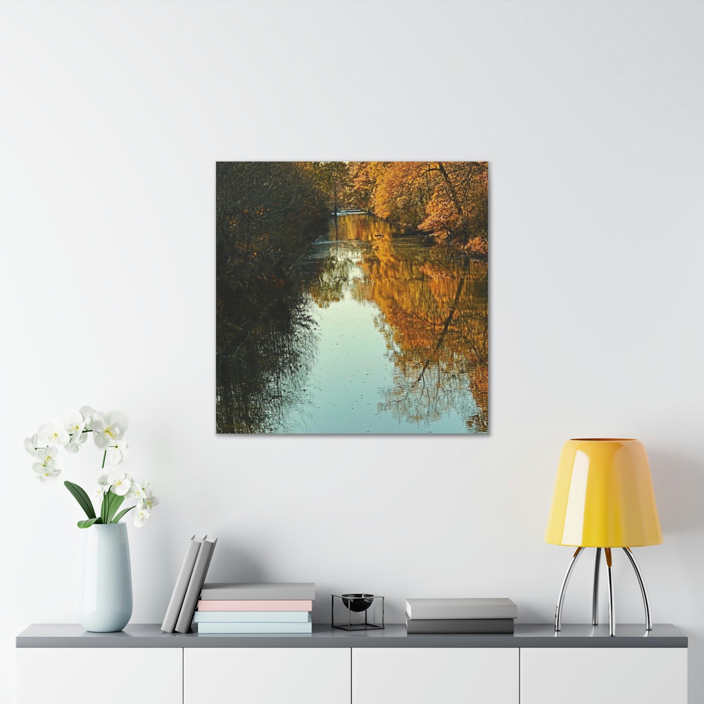 Canvas Fall waterway reflections