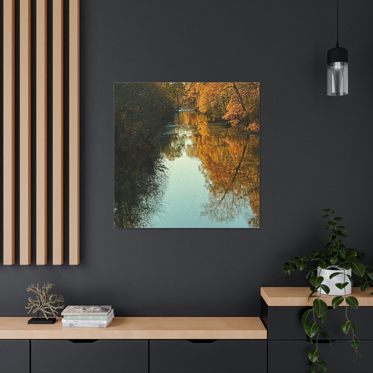 Canvas Fall waterway reflections