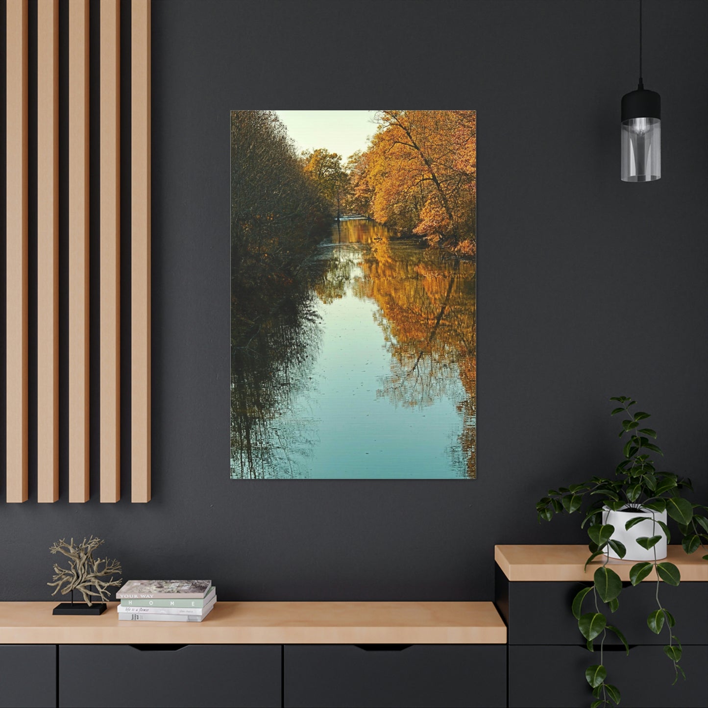 Canvas Fall waterway reflections